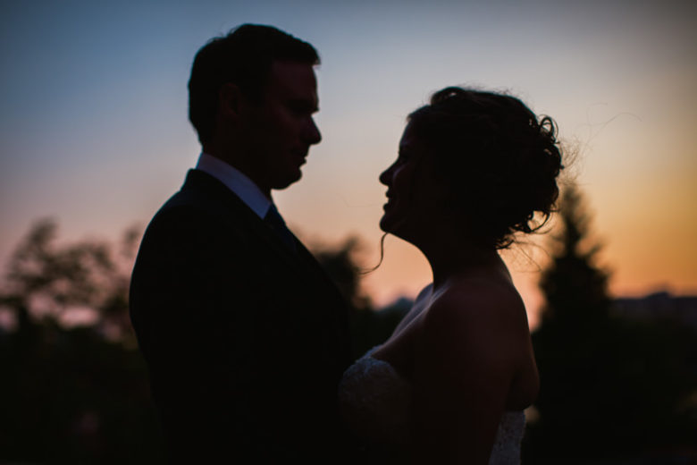sunset silhouette of couple