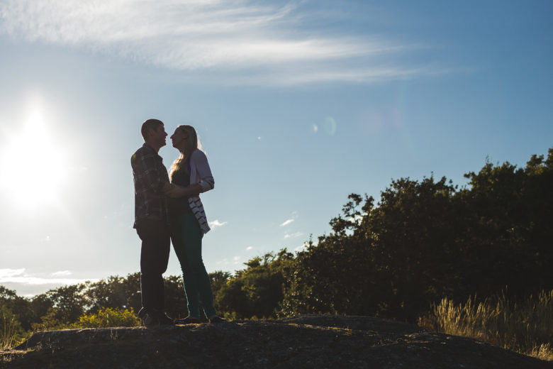 silhouette photo of couple on hill