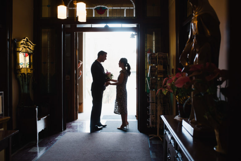 wedding silhouette in doorway